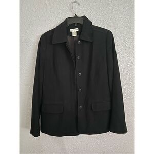 Pea coat black Ann Taylor black cute front buttons Sz 8
Wool